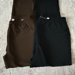 NWOT Susan Graver SZ LP 2 Pair Bundle Straight Leg Pull On Pants Elastic Waist